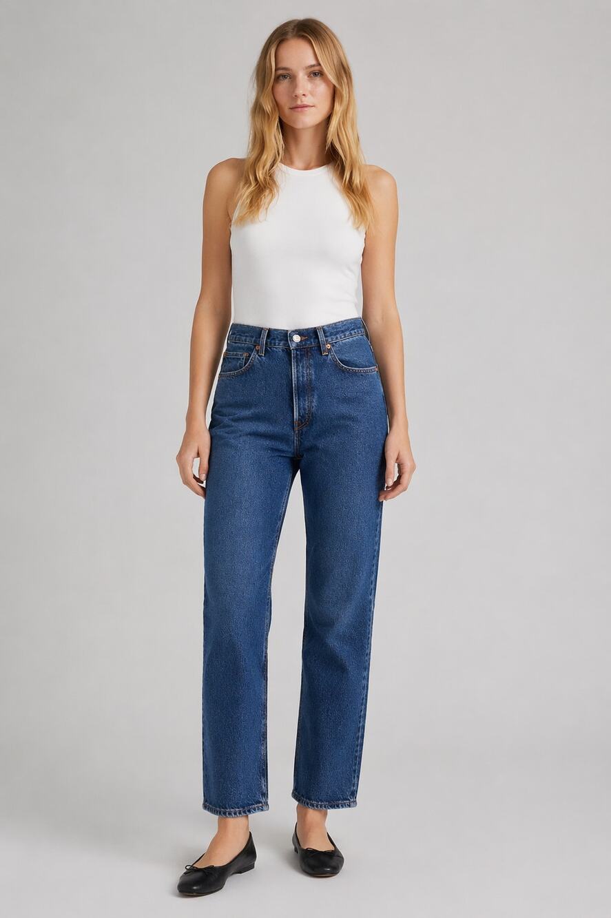 Levis Ribcage Straight Ankle Jeans Medium Wash High Rise Women's Size 32 X 29